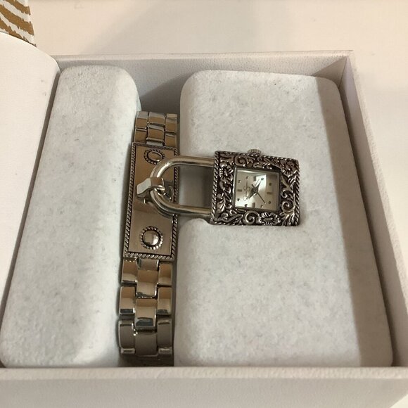 Jessica Simpson Silver Tone Bracelet Lock Dangle Watch, New In Box main image 6